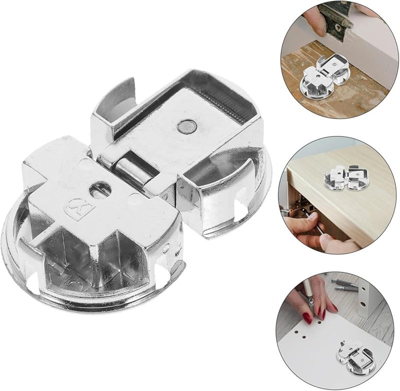 Veemoon Zinc Alloy Half Round Hinge Set of 2 Silver Finish for Tables Cabinets Durable Easy Installation - Image 4